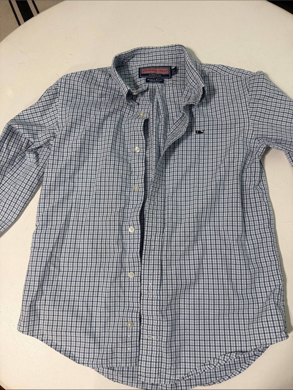 Vineyard Vines Light Blue and White Plaid Button-Down Shirt